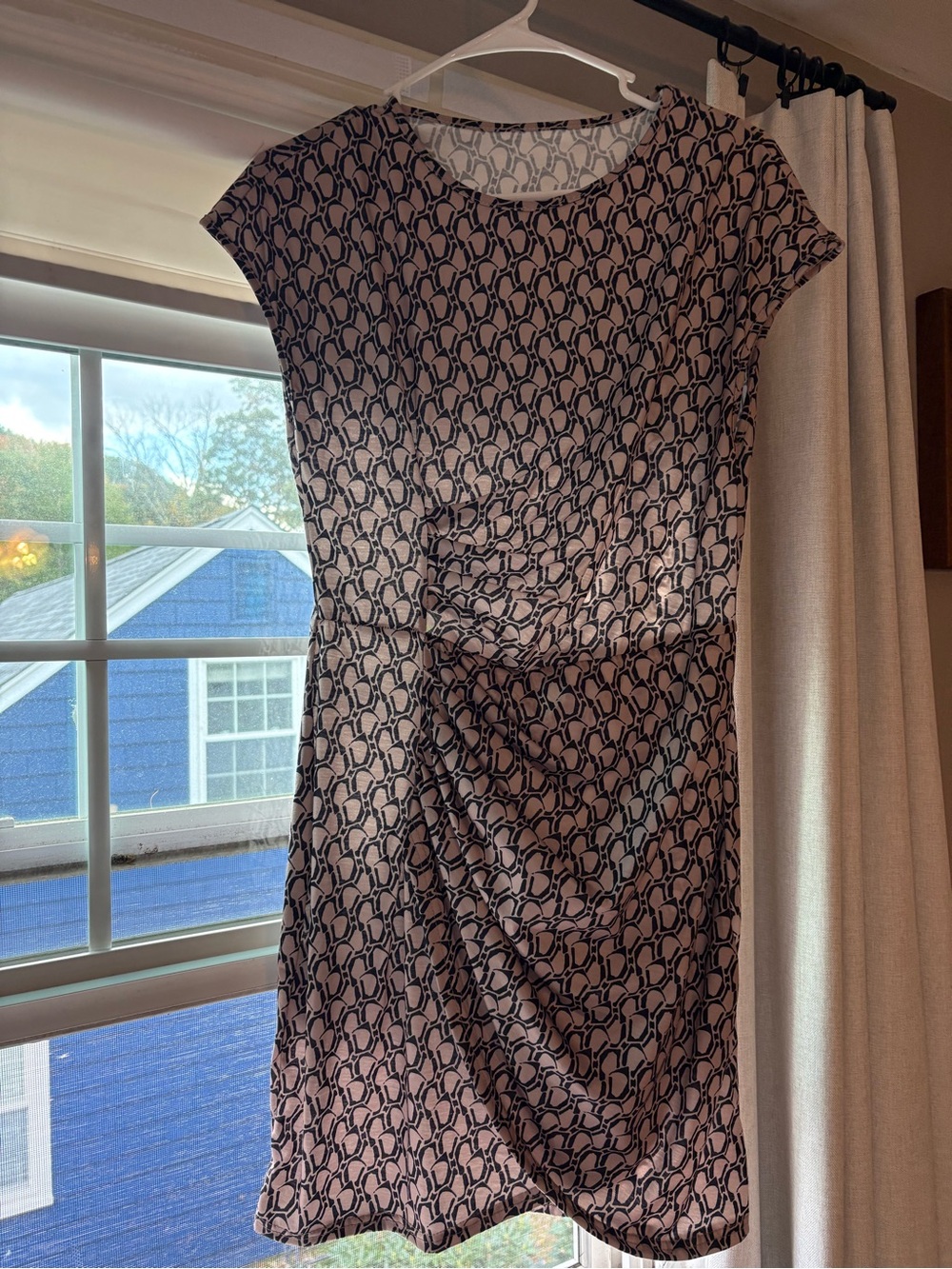 Stylish nude and Black Patterned Women's Dress